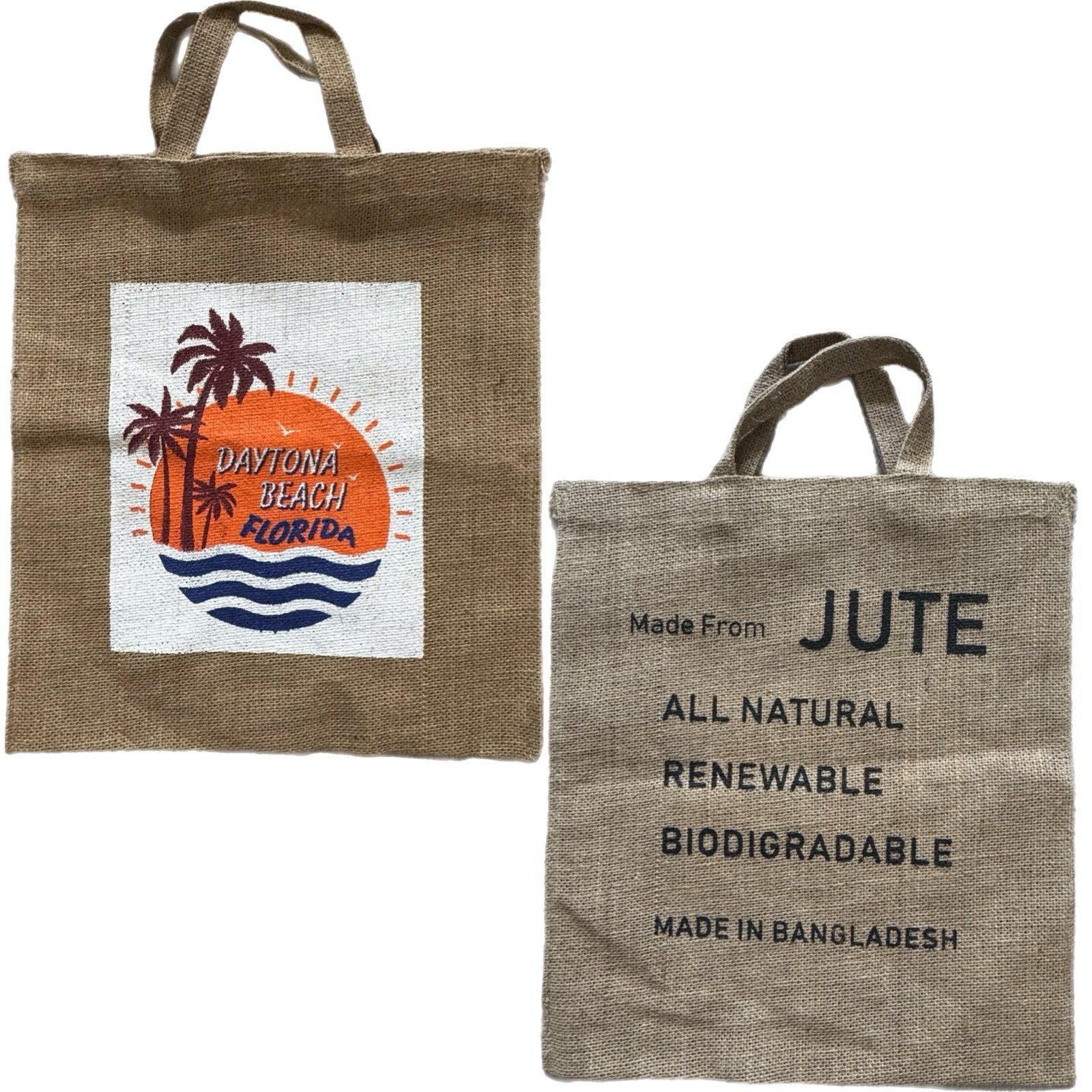 Jute Graphic Shopping Bag Daytona Beach Jute Graphic Shopping Bag Daytona Beach